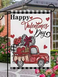 Happy Valentine's Day Love Truck Liebe Garten Banner - - Bild 1 von 3
