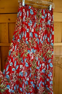 Twyla Blu Maxi Skirt PM Red Floral Pull On - Picture 1 of 7