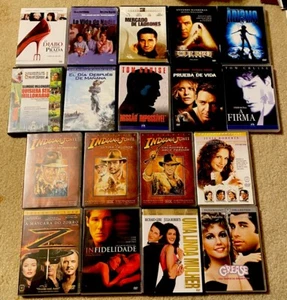 21 Movies In SPANISH DVDs Indiana Jones, Grease, Firm, Abyss, Mission Impossible - Picture 1 of 5