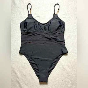 Cupshe Schwarz Einteiler Badeanzug Schwimm Badeanzug Gold Gr. Large Neu - Bild 1 von 4