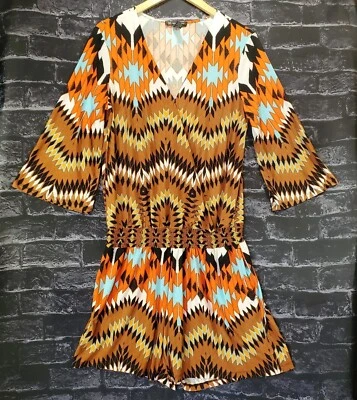 INC International Concepts 连身裤女式中号 3/4 袖短裤波西米亚 — 第 1/4 张图片