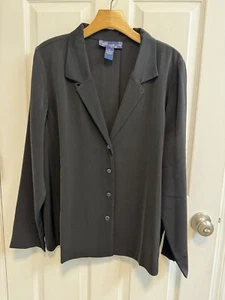 Susan Graver Suit Jacket XL Black Long Sleeve Polyester Blend A83837 Preowned - Picture 1 of 12
