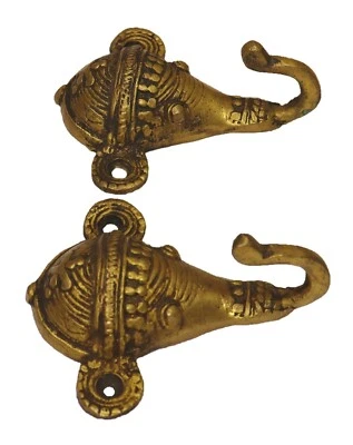 Elephant Design Victorian Repro Handmade Brass Key Cloth Towel Wall Hanger Hook - image 1 of 4