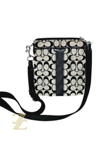 Coach ✨Black & Gray North/South Canvas Monogram Cross Body ✨ Excellent Condition - Picture 1 of 12