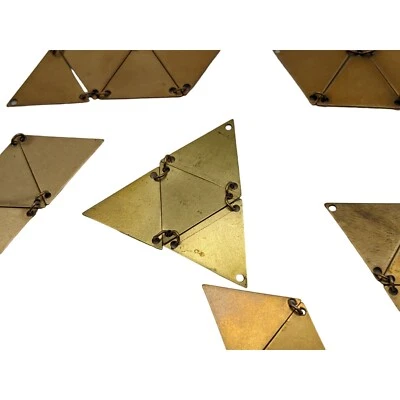 JEWELRY MAKING SUPPLIES Brass Triangles 3 Drilled Holes Some Joined NW Etch - Image 1 of 4