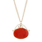Yellow Gold Carnelian Vintage Necklace 17 3/4" 14k Intaglio Classical Silhouette