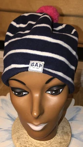Gently Used GAP Fall 2014 Navy Blue Stripe Kids Fleece Beanie, Size L/XL - Picture 1 of 8