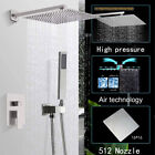 16” Rain Square Shower Head Brushed Nickel Faucet Set Handheld Shower with Valve