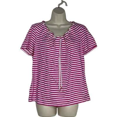 Barbie Náutica Liz Claiborne Rosa Rayas Pequeña L Plisada Colorida Preppy Foto 1 de 4