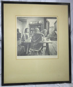 John Stockton de Martelly "Give Us This Day" Regionalist Lithograph Repro Signed - Picture 1 of 9