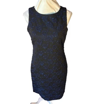 Vestido sin mangas floral negro y azul Y2K Donna Ricco New York - talla 10 - vacaciones Foto 1 de 4