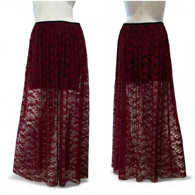 RINASCIMENTO Maxi gonna rosso bordeaux in pizzo Tg S - Изображение 1 из 4
