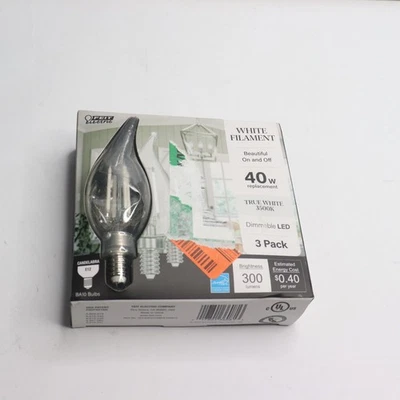 (2-Pk) Feit Electric Candelabra Chandelier LED Light Bulb True White 40W - Image 1 of 4