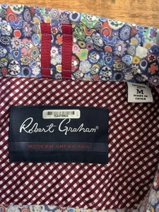 Usada en Excelente Condición Camisa Robert Graham Moderna Americana Gráfica Calaveras Botones M Ajuste A Medida - Imagen 1 de 9