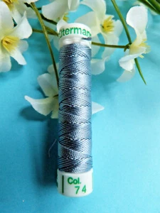 614B Beautiful Antique Spool Pure Silk Gutermann Thread "Sky Blue" No. 74 - Picture 1 of 1