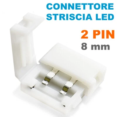 CONNETTORE CLIP STRISCIA LED 2835 3528 2 POLI 8mm - 6 PEZZI - Immagine 1 di 3