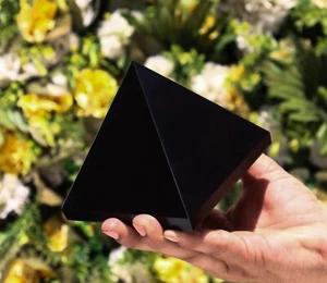 Nice 105MM Black Tourmaline Stone Healing Reiki Chakra Minerals Egyptian Pyramid - Imagen 1 de 10