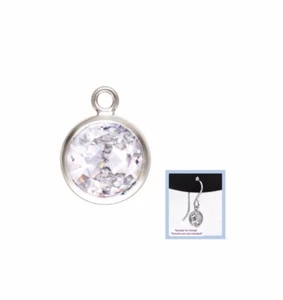 1pc 925 Sterling Silver 6mm Double Sided Clear CZ Drop Charm #5728-1 - Picture 1 of 1