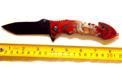 CUCHILLO BUCK ASISTIDO POR RESORTE 8,5" TOTAL APROX. ROMPEVIDRIO, RESCATE CINTURÓN SEGURIDAD Foto 1 de 4