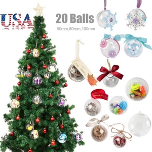 20pcs DIY Clear Balls Baubles Sphere Fillable Plastic Christmas Tree Ornaments - Picture 1 of 21