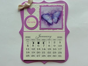 PURPLE BUTTERFLY LOVE 2026 MINI MAGNETIC MOON CALENDAR TEAR OF PAGES - Picture 1 of 2