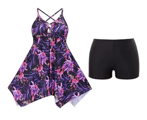 Hanna Nikole Swim Costume Women's UK Size 26 Floral Swimming Dress & Shorts - Picture 1 of 8