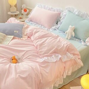 Kawaii Pink Bedspread Twin Full QueenSize Cute Fitted Double BedSheet Pillowcase