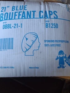 21" Blue bouffant caps #B1250 "1000PCS total" "Open Box" - Picture 1 of 4