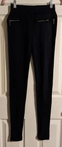 Zara Black Leggings XS Pants Zipper Detail Equestrian High Waist - Picture 1 of 5