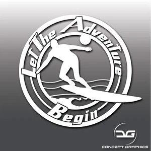 Let The Adventure Begin Windsurfing Camper Van, Laptop, Car Vinyl Decal Sticker - Picture 1 of 3