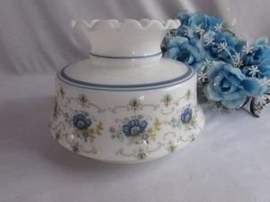 VINTAGE QUOIZEL ABIGAIL ADAMS BLAU FLORAL MILCHGLAS GWTW HURRIKAN SCHIRM 7" FITTER - Bild 1 von 6