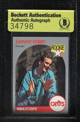 BAS 1990-91 NBA Hoops Danny Ferry #336 Auténtico Automático Novato RC Foto 1 de 2