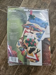 PLAID Bucilla COOLIN' IT 18" Felt Stocking Kit 86105 NEW 2008 Santa Beach Ocean - Picture 1 of 7