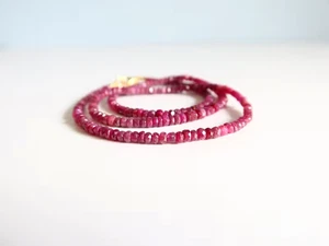A++ Pink Dyed Ruby Faceted Rondelle Beads 18" Beautiful Woman Choker Necklace - Picture 1 of 11