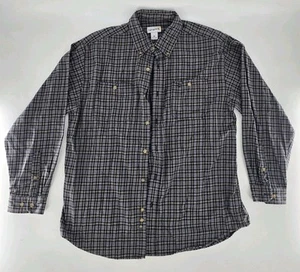 VTG Carhartt Y2K Flannel Shirt Black Gray Plaid Heavy Cotton Mens Sz: XL - Picture 1 of 8
