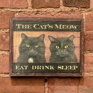 Medium Reproduction "The Cat's Meow" - Original Art - Pub Tavern Sign - Picture 1 of 3