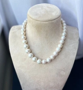 Freshwater Nucleated Edison Ming 11-13 mm XL Large Pearl Necklace 16." 43 cm New - Picture 1 of 6