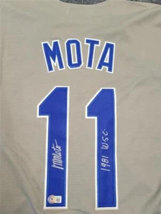 Manny Mota "1981 WSC" signed Dodgers 81 World Series jersey ~BAS Beckett Witness - Picture 1 of 8