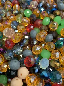 Faceted, Glass Crystal Beads for Jewellery Making 10 mm,  50 pcs Mixed Beads - Picture 1 of 2