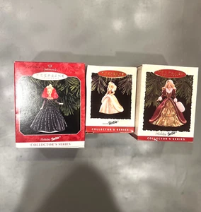 Hallmark Keepsake Ornaments (3). 1990- 1997 Holiday Barbies In original Boxes - Picture 1 of 9