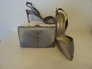 JACQUES VERT PLEAT SLINGBACK SHOES AND MATCHING BAG -SILVER GREY SIZE 6 -NEW - Picture 1 of 3