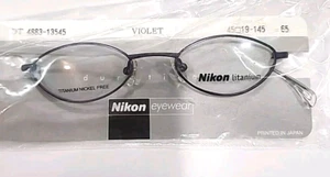 Nikon Eyewear Titanium Sm Thin Violet Metal Oval Eyeglasses Frame 45-19 145 New - Picture 1 of 7