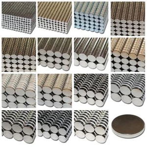 Starke Neodym Scheiben Zylinder Magnete Rundmagnet Supermagnete vernickelt N52 - Bild 1 von 26