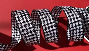 Wire Edged Holiday Black and White Check Ribbon Decor~Wreath~Gift~Bow - Picture 1 of 1