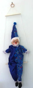 Vintage Large Clown Sitting on a Wooden Swing - Picture 1 of 3