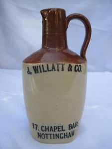 SCARCE BROWN TOP J. WILLIATT & CO NOTTINGHAM STONEWARE PUB JUG c1900 - Picture 1 of 4