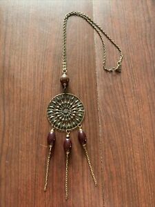 Dreamcatcher Statement Pendant Necklace Mandala Tassle Long Chain Boho Beads