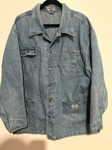 Guess Jeans USA Denim XXL 2XL Vintage Mens Workwear Long Jacket Y2K 80s-90s Jean - Picture 1 of 13