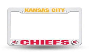 Kansas City Chiefs White Plastic License Plate Frame NEW 6x12 Inches Free Ship - Picture 1 of 1