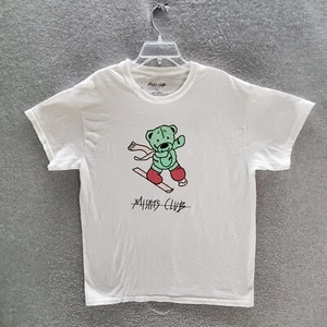 Misfits Club Men T-Shirt Large White Logo Graphic Teddy Bear Ski Short Sleeve - Picture 1 of 8